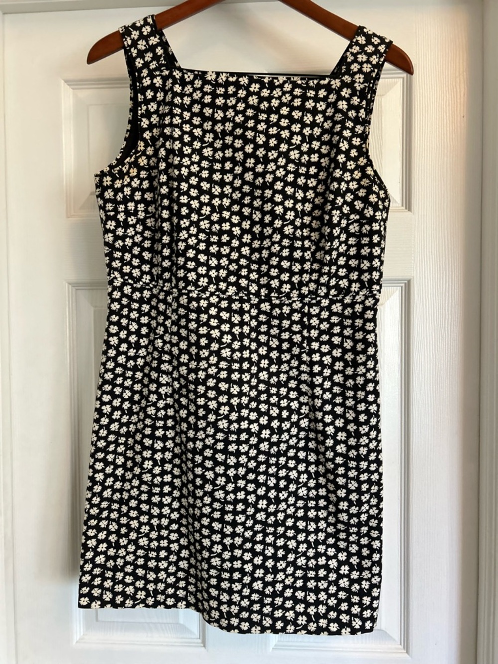 Esprit Black and White Floral Square-Neck Mini Dress